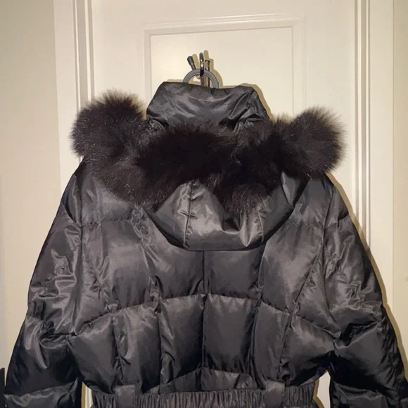 1 Madison Luxe Women's Down-Filled Coat with Front Vestee Black Size Large - Picture 11 of 13